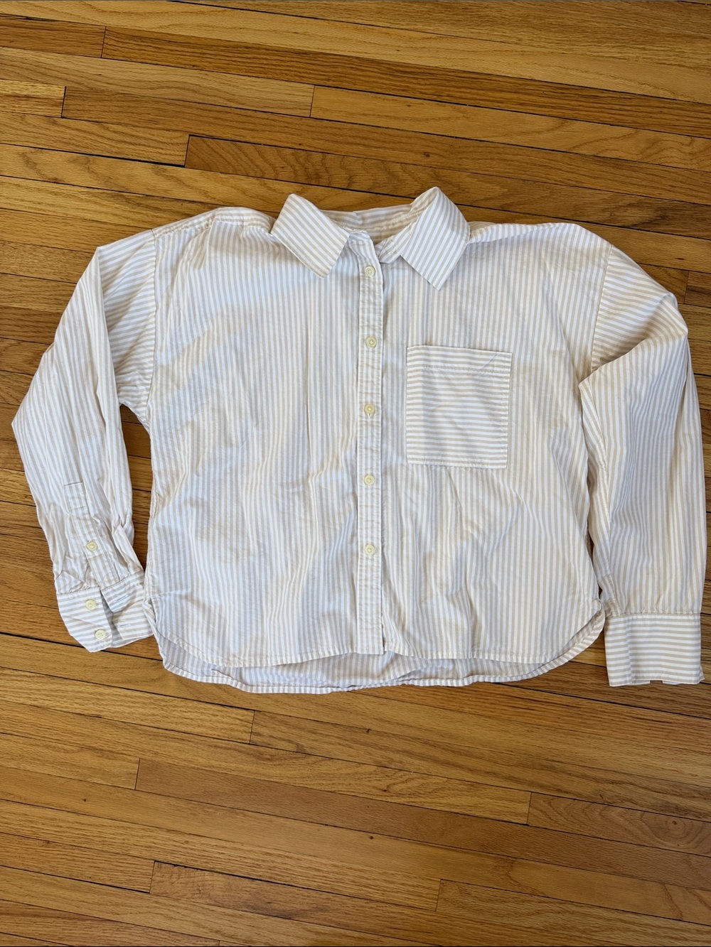 LOFT Cropped Striped Button-Down Shirt